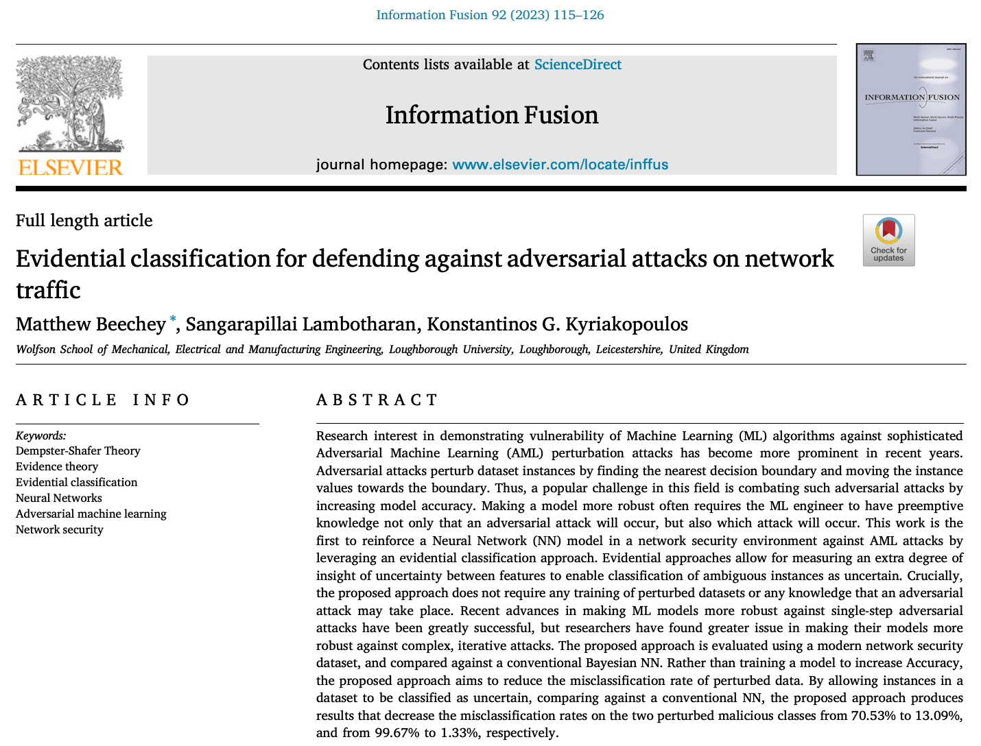 Designed a technique to defend against adversarial machine learning attacks using epistemic uncertainty.